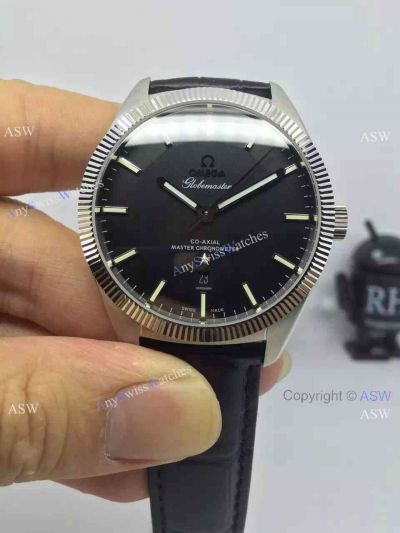 New 2016 Swiss Replica Omega Globemaster Watch Black Leather watch